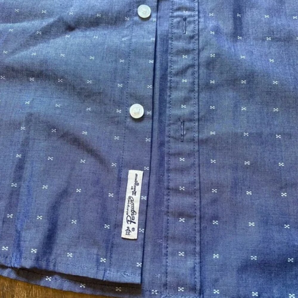 Men’s Original Penguin - Blue Button-Up Short Sleeve - Picture 3 of 3